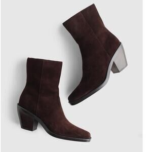 Madewell The Idris Side-Zip Ankle Boot in Coffee Bean suede Size 7.5